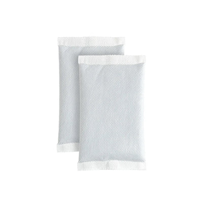 Two white heat patches on a white background