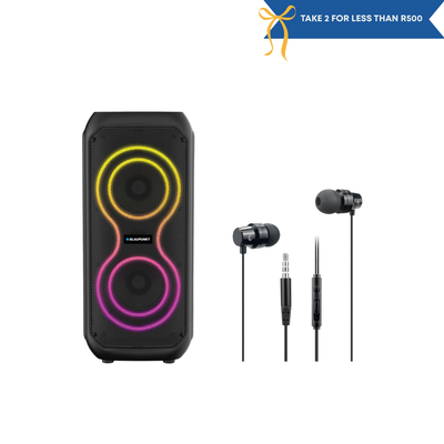 Blaupunkt Infinite 20W Party Speaker with Wired Mic + Blaupunkt Wired Earbuds
